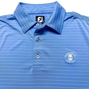 FootJoy Polo Shirt Mens XL Blue Stripe Grove Park Inn Golf Performance Stretch